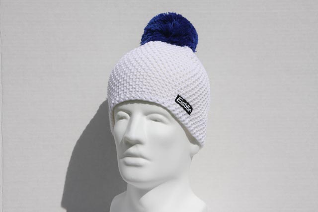Jamie White Hat with Red Pompom