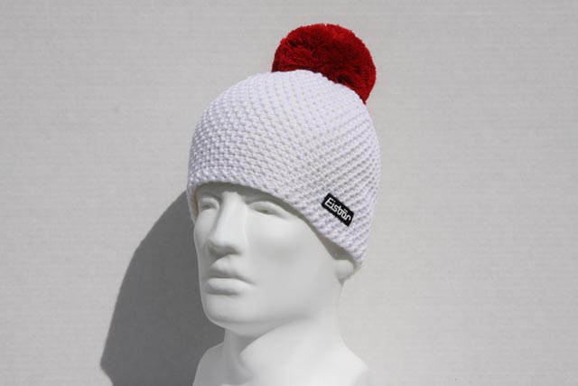 Jamie White Hat with Red Pompom #053