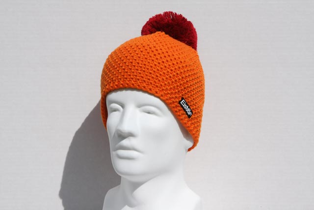 Jamie Orange hat with Red Pompom #053