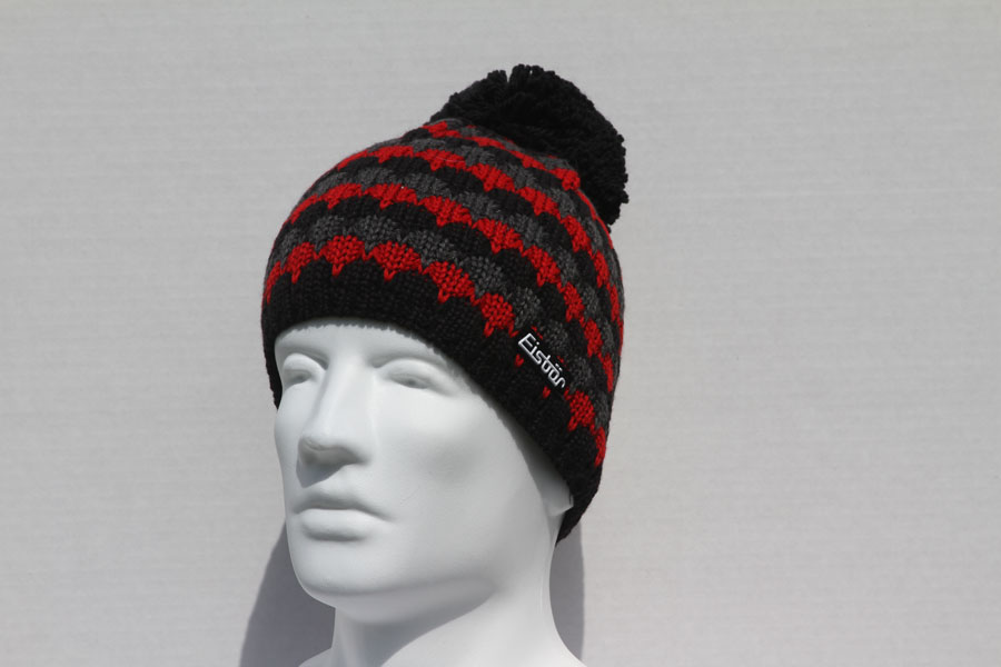 Apis Black/Red Pompom Hat