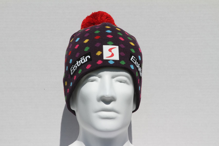 Dots Plum Pompom Hat