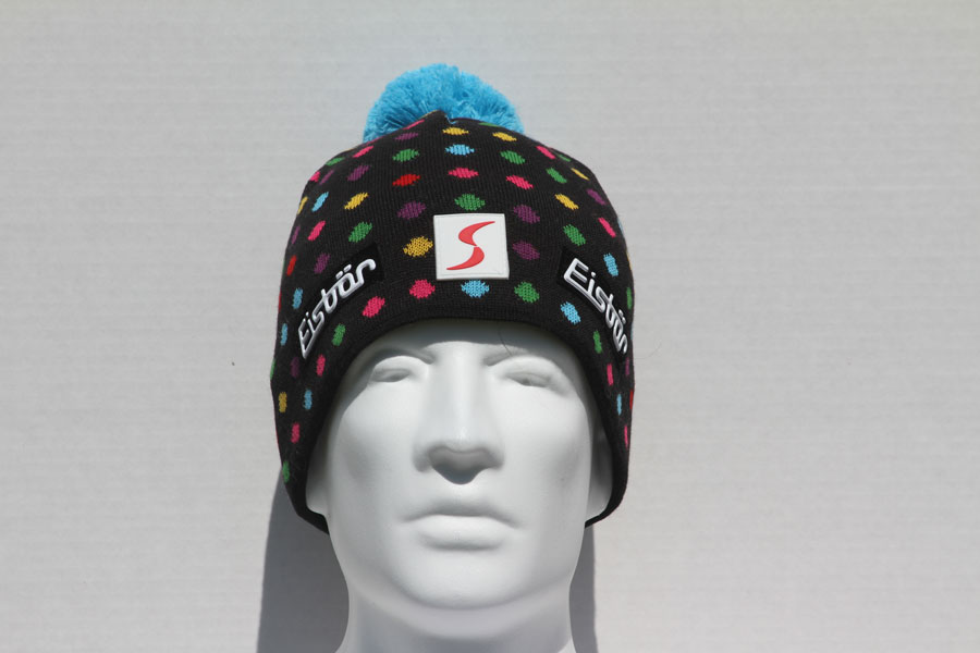 Dots Black Pompom Hat
