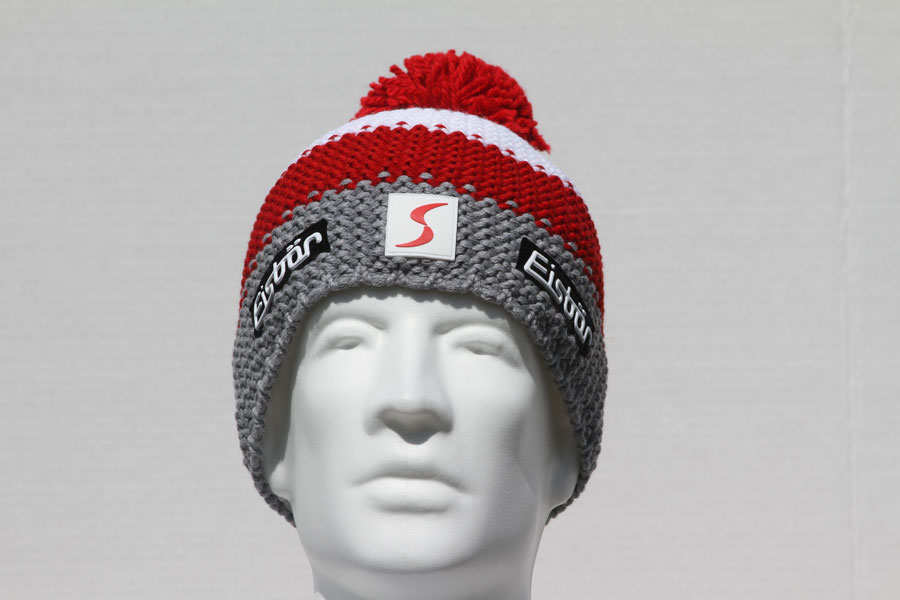 Star Pompon Grey, Red & White