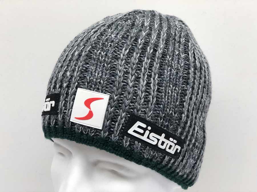 Womens EISBAR Ski Hat Grey /& White Wool Blend Polar Bear Beanie One Size